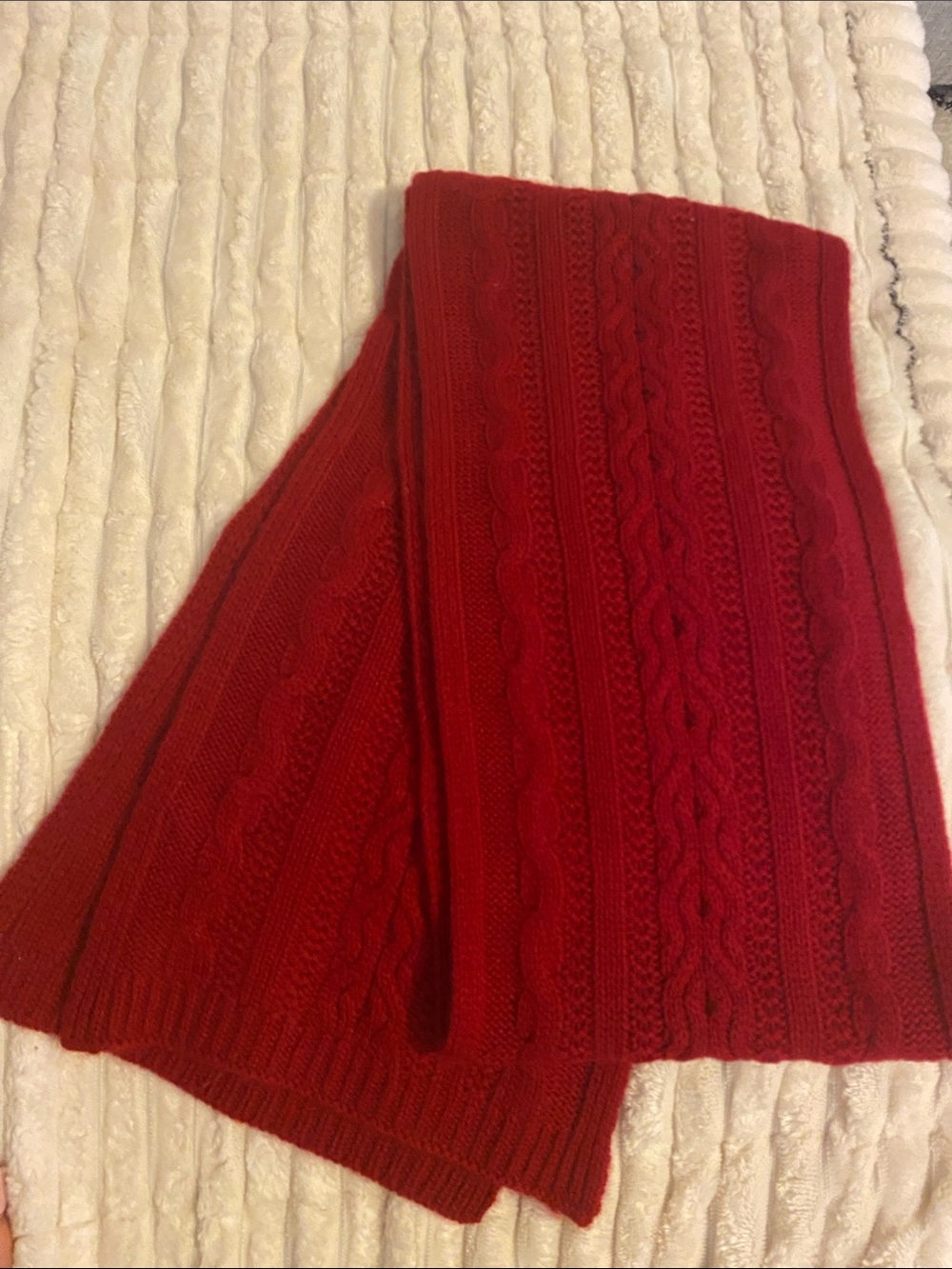 Lord & Taylor Red Cashmere Knit Scarf